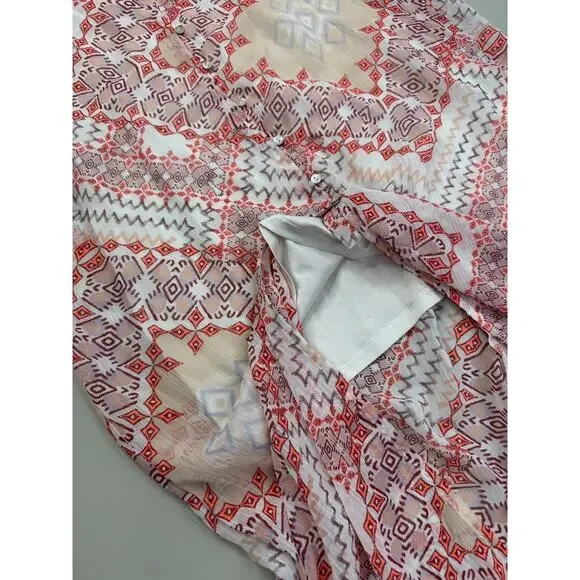 Express Women Sheer Aztec Button Front Maxi Dress Size M Coachella Festival Boho - Picture 6 of 16